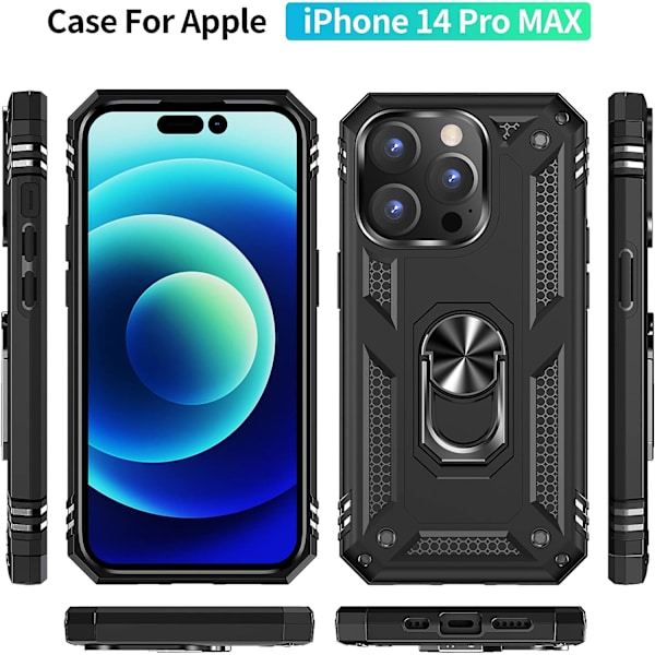 iPhone 14 Pro Max-deksel, ekstrem beskyttelse militær rustning dobbel