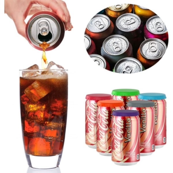 2 X Silikonisoodapurkin kannet, 6 pakkausta uudelleenkäytettäviä sooda-/juoma-/olutpurkkeja