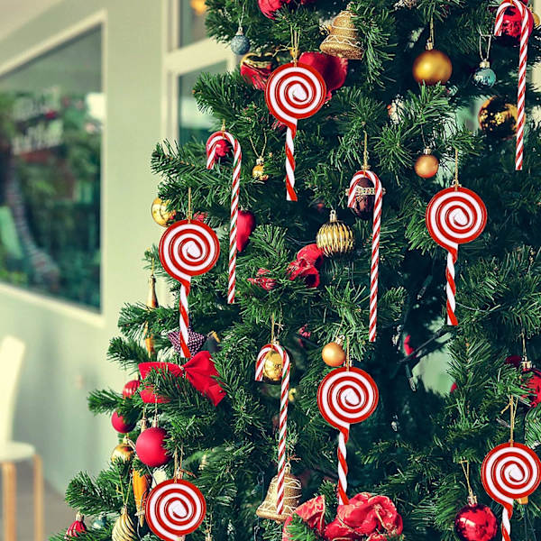 12 stycken julgodis sockerrör godis kryckor, 4 julklubbor