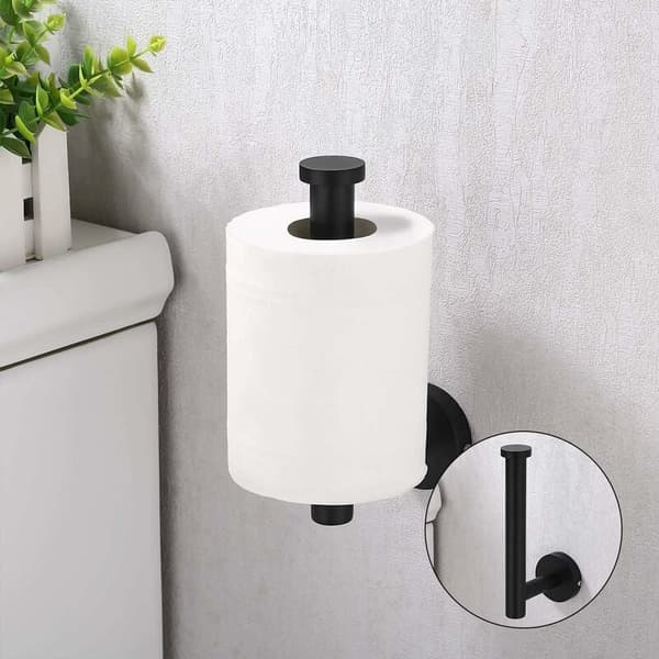Sort håndklæde og toiletpapirholder sæt badeværelse tilbehørssæt 4 P