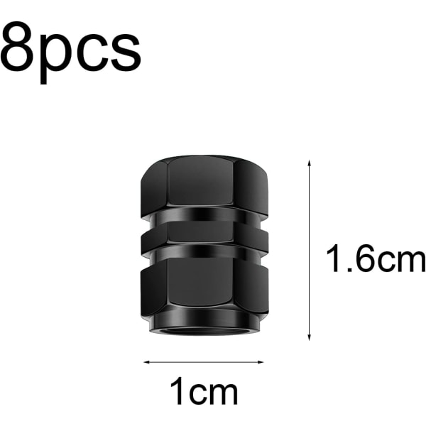 Dækventilhætter [8 stk.], aluminiumsstøvsikre hjulkapsler, a