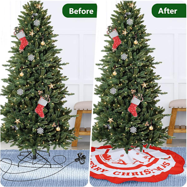 1 stk 120 cm rød-hvit juletre skjørt, juletre topper,