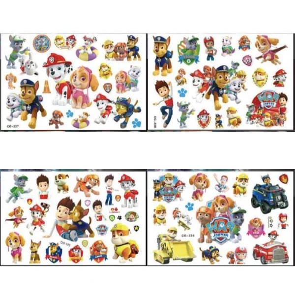 Paw patrull tatueringar - 8 ark - Barn tatueringar multicolor
