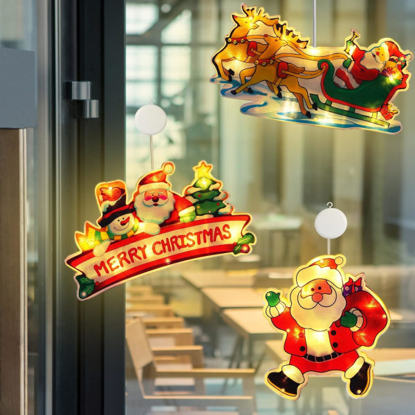 3 stk LED jule sugekopplys, julevindu sugekopp C