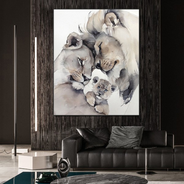 Simpelt dyrelærredsmaleri Wild Lion Plakat Hjem Stue W