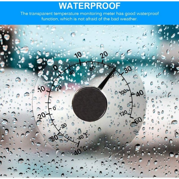 Fönstertermometer, transparent utomhustermometer, självhäftande