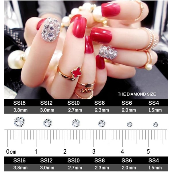 1440 stk. 3D Rhinestones Neglekunst Dekorationer Akryl Diamant Juvel
