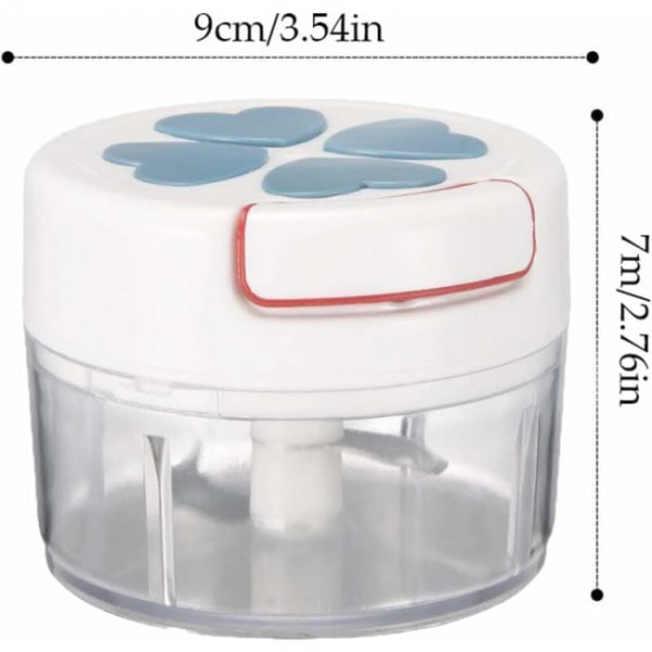 170 ml Mini manuell lökhackare med 2 böjda blad