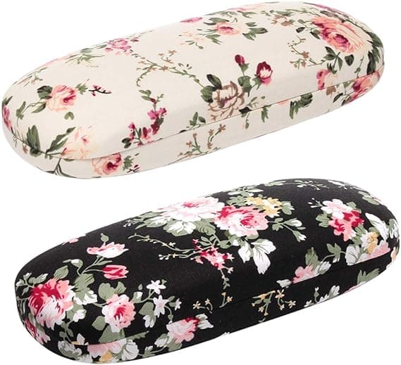2 stk. Beige+sort brilleetui hard shell til mænd, kvinder, børn -