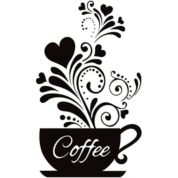 'Kaffekopp + Blomma' Kök Väggdekaler - Avtagbar Väggdekor