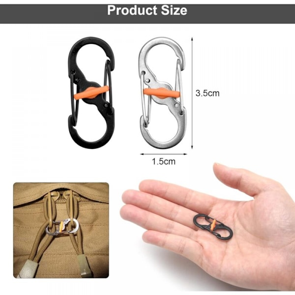 10 stk Små Karabiner i Rustfritt Stål - Små Karabiner - Mi