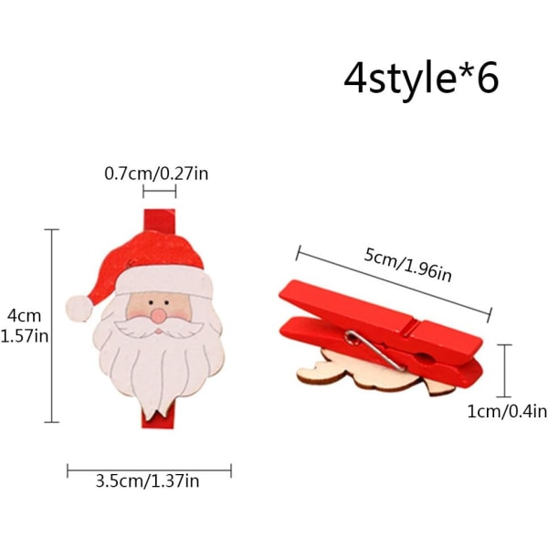24 st julklämmor miniklämmor för foton tomte älg