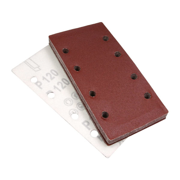 10 ark 8-håls rektangulärt flockat sandpapper, 120 grit sandpape