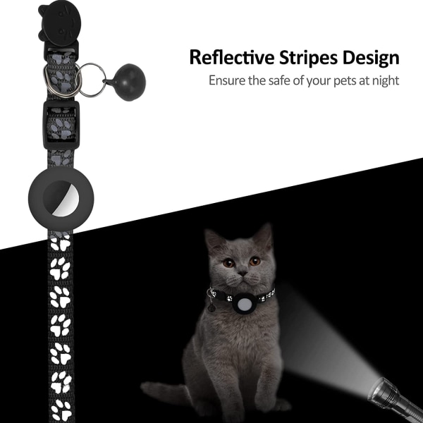 2-delers Air Tag Cat Collar, justerbar, reflekterende, med avtakbar