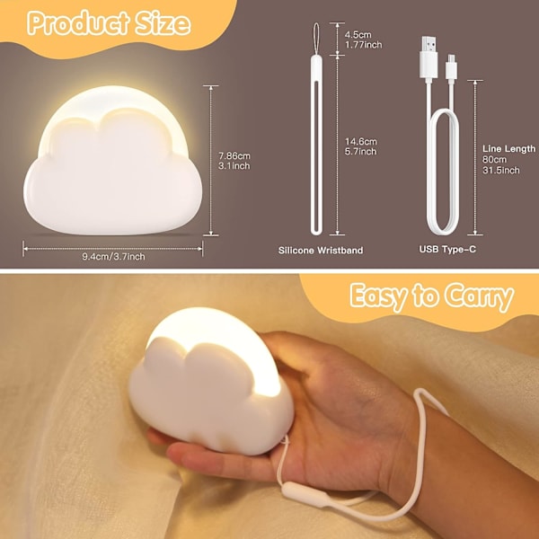 Genopladelig Nomad Baby Natlampe, Cloud LED Børne Natlampe w