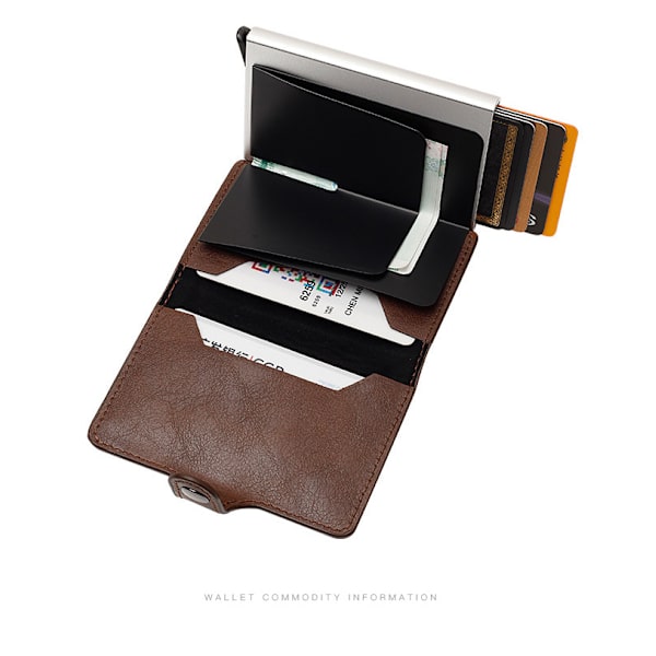 （brun）Brun RFID NFC-beskyttelseslommebok Kortlomme 5 stk. Kort (G