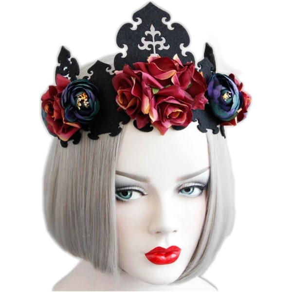 Women Flower Crown Gothic Queen Garland Laides Christmas Headwear