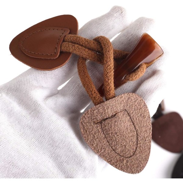 Lær Horn Toggle Knapper 8 Par Horn Feste Knapper PU Lær