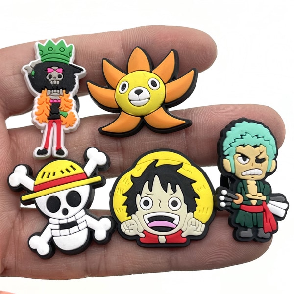 12 st One Piece-serie Crocs-sko Blommiga Skoband Dekorativa B