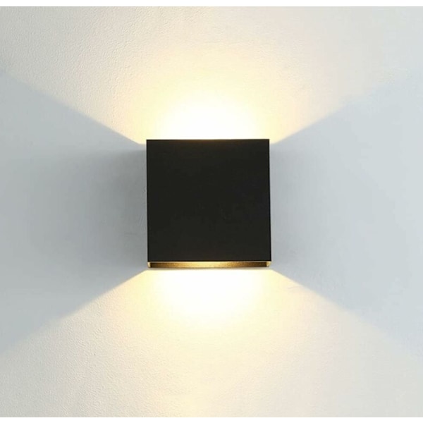1 stk. Moderne LED-væglampe i aluminium, firkantet, sort væglampe 1