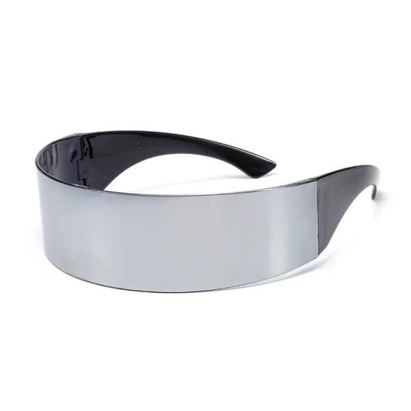 Smalle futuristiske solbriller med sølv spejlglas