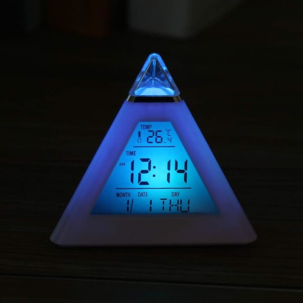 Färgglad väckarklocka LED färgskiftande konformad digital LCD T