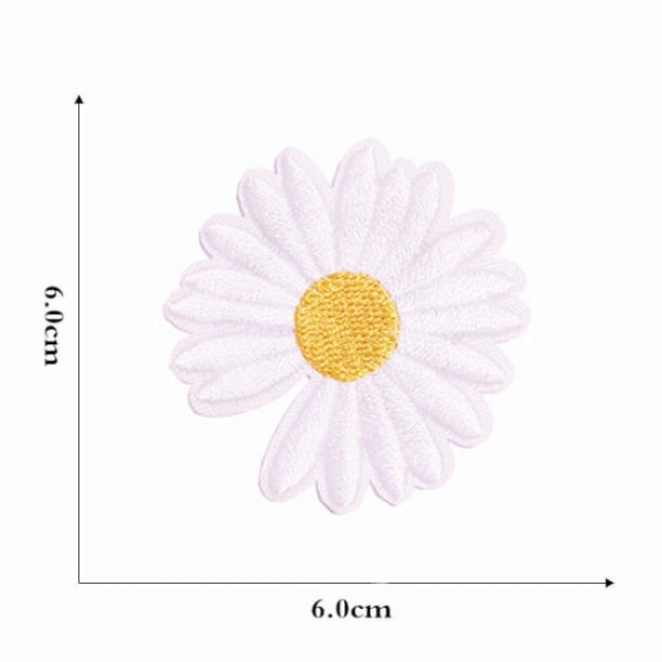 12 stk. broderede patches, krysantemum og solsikkebroderi
