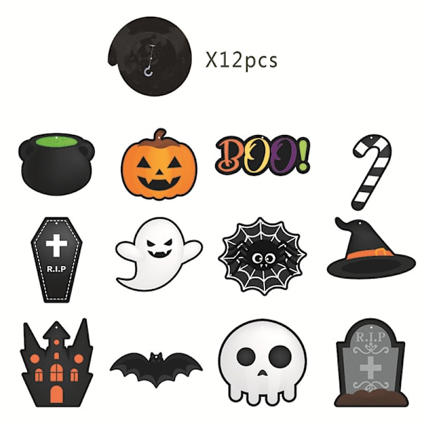 Ny Halloween-festdekorasjonsskur 12 PCS kostyme Ghost Festival Cast