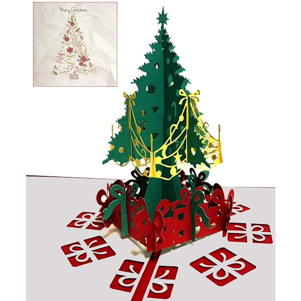 1PC 3D Jul Kort, Pop-up Kort Gratulationskort för Jul,
