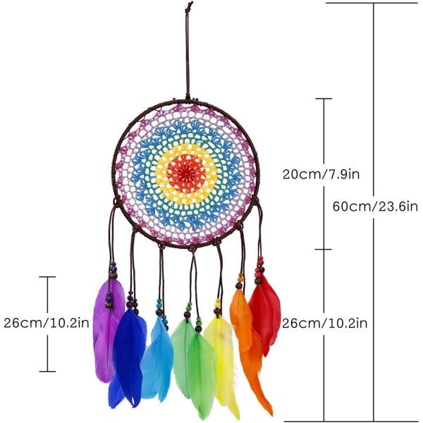 Drømmefanger Stor Håndlaget Fargerik Fjær Drømmefanger Vegg H