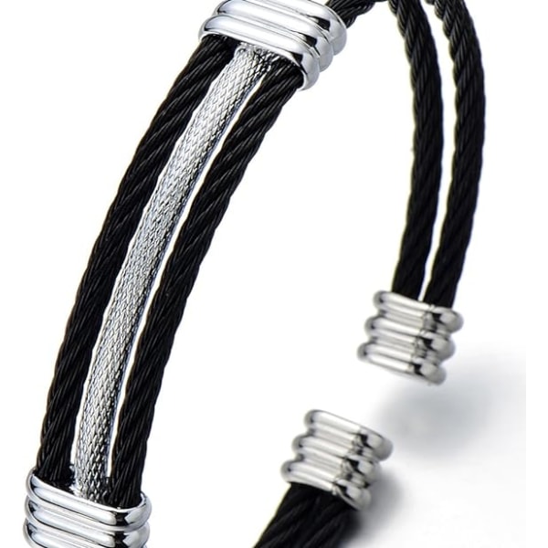 Menn Kvinner Rustfritt Stål Tvinnet Kabel Justerbar Mansjett Armring Br
