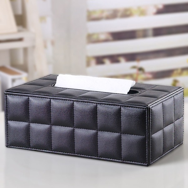 Eine schwarze Schaffell Leder Tissue Box, en rätteckig kosmetika
