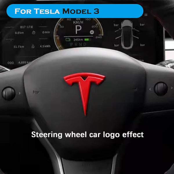 3-pack Tesla Model 3 Bilrat-logo-klistermærker (røde)