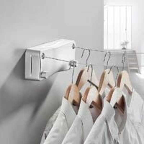 5,2 m Retractable Klær Rack med Dobbel Linje, (Sølv) Veggmontert