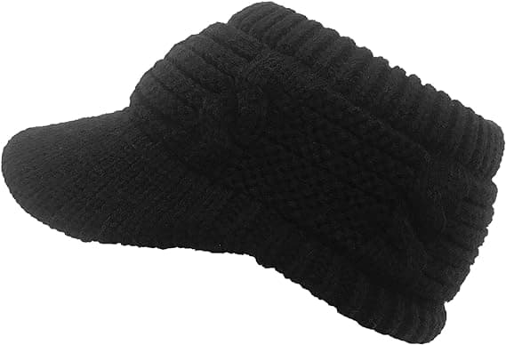 Beanie Tail Vinter Varma Stickad Messy Hög Bun Hästsvans Mössor Visor B