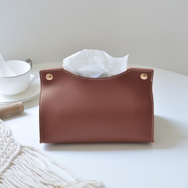 (Mörkbrun) Läder Tissue Box, Tissue Dispensers Servetthållare, Nordisk