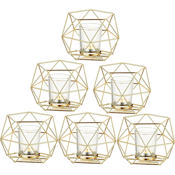 Tealight-hållare Guld Ljusstake - Set om 6 Bröllopscenter