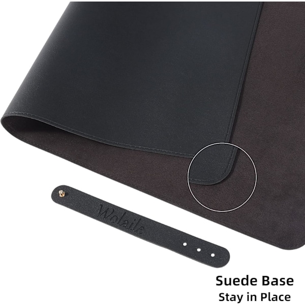 Vandtæt læder skrivebordsplade 1 stk 80x40 cm - Sort - Syet E