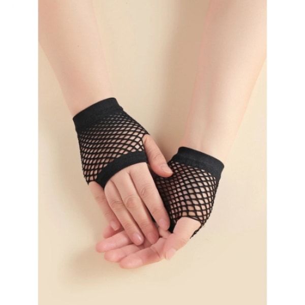 2 par med sorte fingerløse stretch mesh-hansker med mesh-utskjæringer