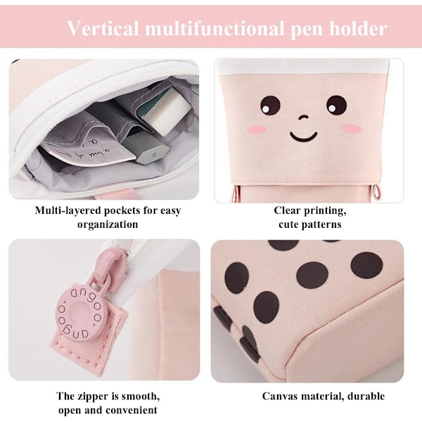 Söt Rosa Mjölkte Folding Pennafodral - Vertikal Utdragbar Rou