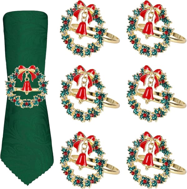 Julekrans Servietringe 6PCS Jule Servietringe,Christm