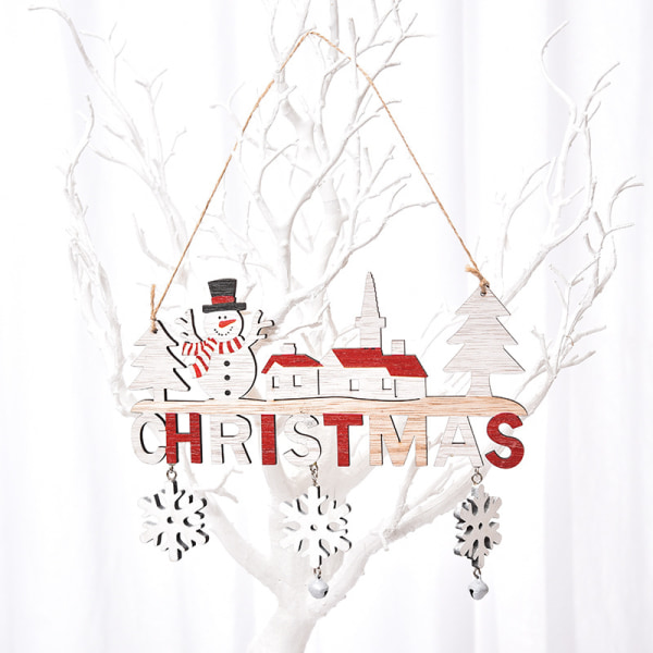 Jul Snögubbe Trä Hängande Platta Dörrskylt Jul God Jul