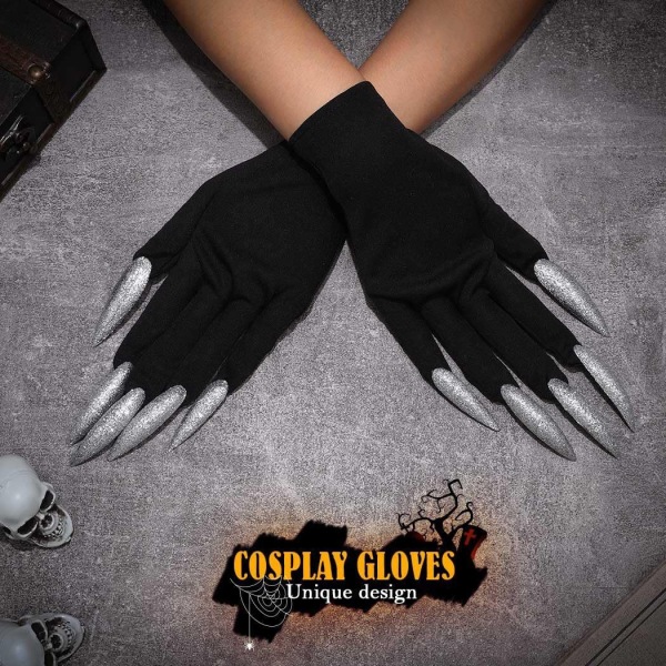 Sølvfarvet karneval Halloween cosplay heks guld pulver negle gl