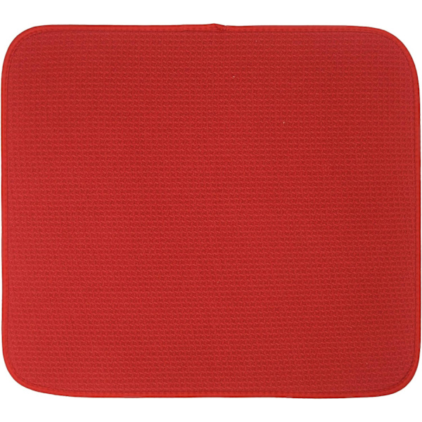 Set med 2 röda mikrofiber torkmattor Diskavrinningsmatta Absorberande Qui