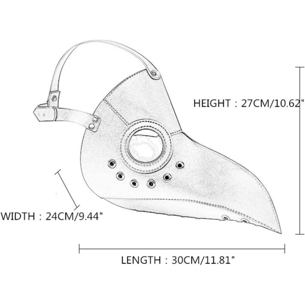 Plague Doctor Mask PU Läder Lång Näsa Fågel Näbb Steampunk Hallo