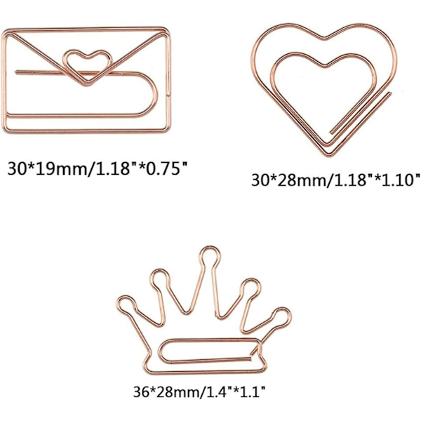 30 stk. hjerteformede papirclips Kreative form papirclips Metal