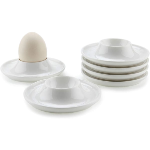 Hvid keramisk æggekopsæt med 6, ægtilbehør Perfekt bordservi