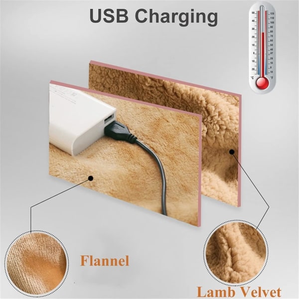 Varme knepute, USB elektrisk teppe for varmt kne/hender/ben, flanell