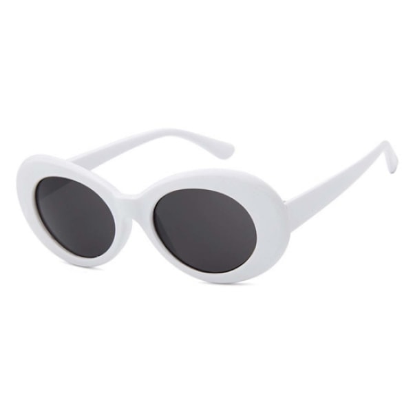 Hvide store runde retro solbriller sort glas hvid