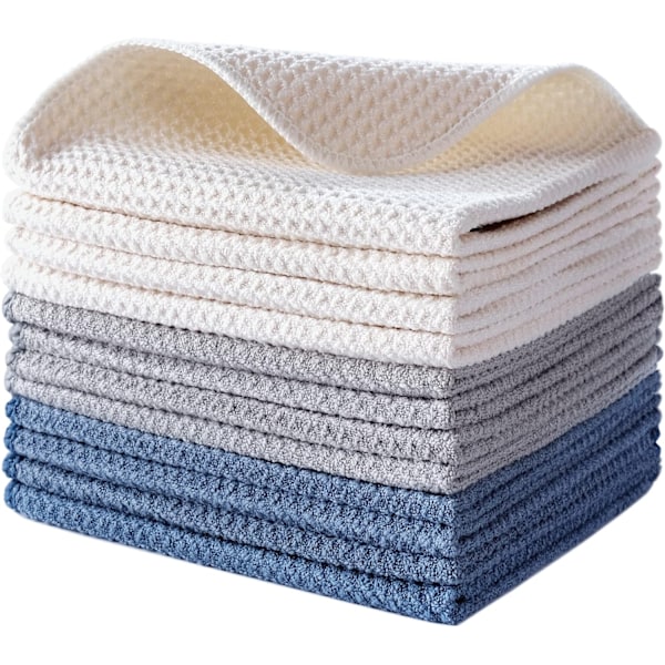 10 stk. high-end ultra-fine fiber køkkenhåndklæder - honeycomb stof ra